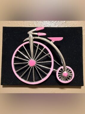 Pink & Silver Bicycle Brooch Pin